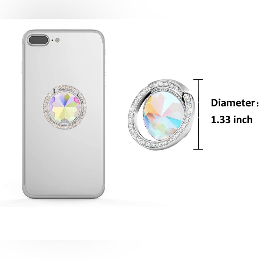 Glitter Bling Phone Ring Holder, Cell Finger Ring for Phones, Pad(Silver)